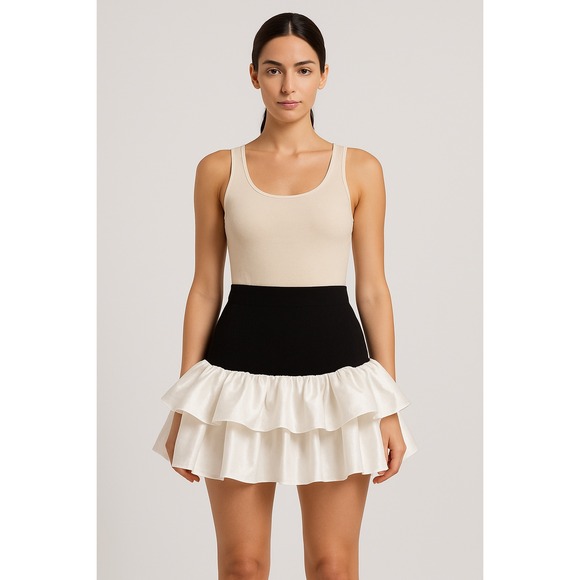 New! Miscreants‎ London Ruffle Mini Skirt Black & White Sz UK 8 US 4 $295 - Picture 1 of 8